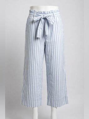 Madewell Hudson Pull On Lounge Pants Crop Blue White Stripe Sz Medium